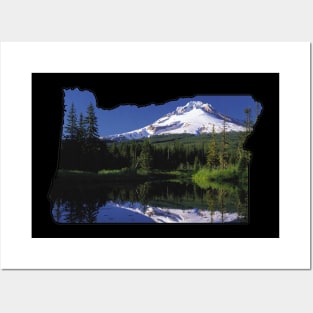 Oregon State Outline (Mount Hood) Posters and Art